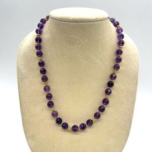 Stauer Faceted Amethyst Necklace in Gold Plated